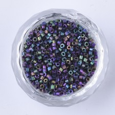 Metallic Matte Iris Purple Glass Barrel Seed Beads 10g bag