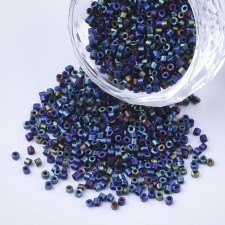 Glass Cylinder Seed Beads - Metallic Matte Iris Blue - 10g bag