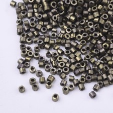 Metallic Matte Olive Glass Barrel Seed Beads 10g bag