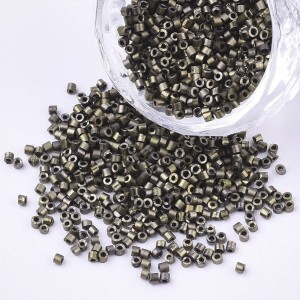 Metallic Matte Olive Glass Barrel Seed Beads 10g bag