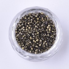 Metallic Matte Olive Glass Barrel Seed Beads 10g bag