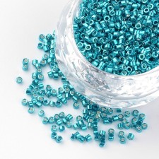Glass Cylinder Seed Beads - 11/0 Metallic Matte Iris Blue - 10g bag