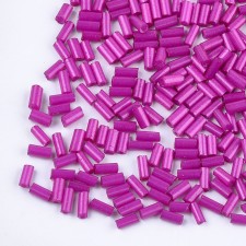 5mm Glass Bugle Beads: Opaque Magenta 20g