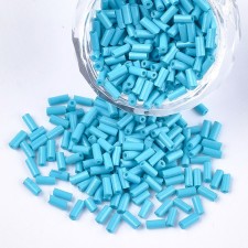 Glass Bugle Beads: 5mm Deep Sky Blue 20g