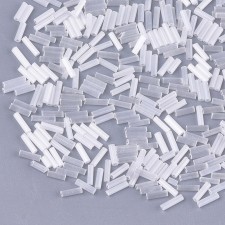 Glass Bugle Beads: 5mm Satin Cats Eye White Smoke 20g