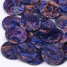 2pc  - Resin Cabochon Flatback  Pendants, 27.5mm Round - Blue/Brown Swirl