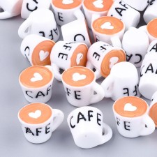 6pc Coffee Cup Resin Flatback Charm 24x16x18mm