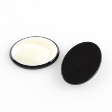 25x18mm Oval Half Black Half White Resin Gem 4pc 