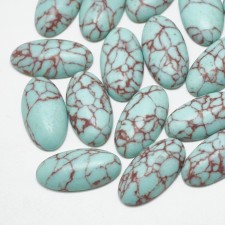 10pc Synthetic Pale Blue Turquoise Brown Vain Cabochons Oval 20x10mm