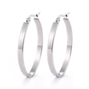 Hypoallergenic Silver Hoop Earrings  - Stainless Steel - 42x26mm 1 Pair