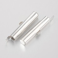 4pcs Silver Slider End Caps Tubes 25mm