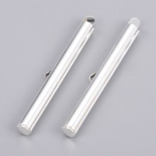 40mm Silver Slider End Caps Tubes Bead Findings 10pcs