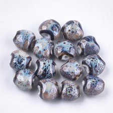 10pc Handmade Porcelain Clay Beads Fancy Antique Glazed