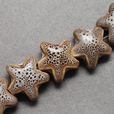 10pc Handmade Porcelain Clay Starfish Beads Fancy Antique Glazed