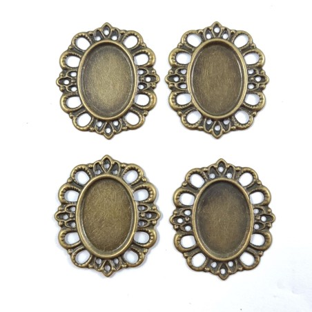 Pendant2pc Cabochon Settings Oval for Pendant Making Antique Brnze
