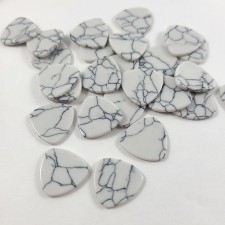 10pc Synthetic Turquoise Cabochons Guitar Pick Shape White 15x15mm