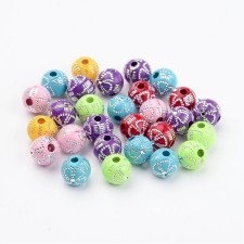 Acrylic Round Metal Enlaced Beads 8mm Assorted Color - 20g 