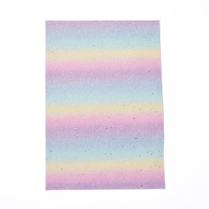 Rainbow Glitter Vinyl Backing Fabric Material 20cm x 15cm- Brown