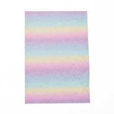 8x6" Rainbow Glitter Vinyl Backing Fabric Material 1 Sheet