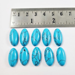 10pc Synthetic Blue Turquoise Cabochons Oval 20x10mm