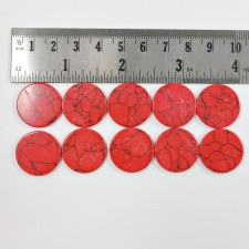 10pc Turquoise Cabochons Round Synthetic 20x2mm - Red