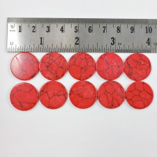 20x2mm Turquoise Cabochons Round Flatback Synthetic - Red 10pc 