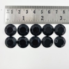 10pc Sew On Jet Black Round Acrylic Gem 16mm