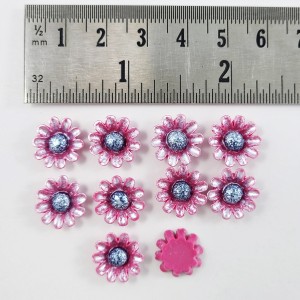 10pc Resin Cabochons, Daisy, Pale Violet Red, 13x4mm
