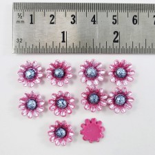 10pc Resin Cabochons, Daisy, Pale Violet Red, 13x4mm