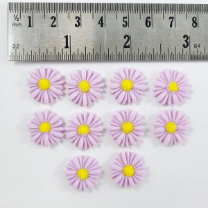 10pc Resin Cabochons, Daisy, Med Purple, 15x5mm