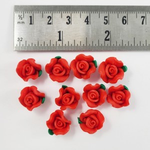 10pc Handmade Fimo Flower Bead Rose Focal Flatback - 15-17mm x 9-10m