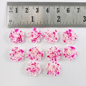 1pc Grab Bin - Spray Painted Resin Flower Cabochons, DeepPink, 15x15mm