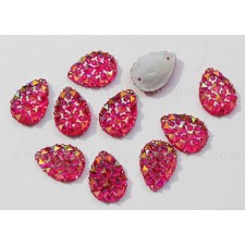 Faceted AB Sew On Tear drop - Strawberry Red - 25x18mm - 10pcs