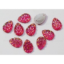 3D Faceted AB Sew On Pink Tear drop 18x12mm qty10