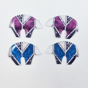 2pr Blue and Purple Bear Shaped Epoxy Cabochons Cabs