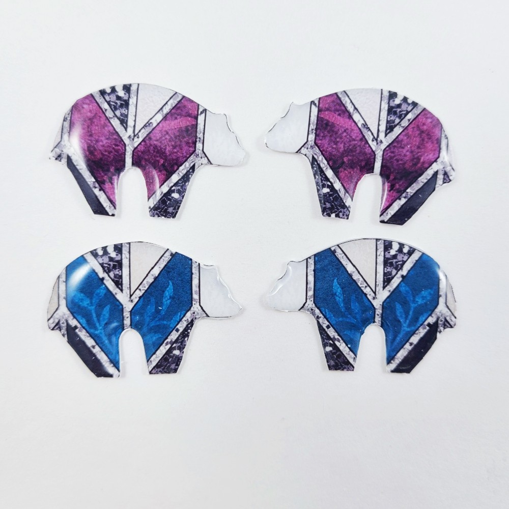 2pr Blue and Purple Bear Shaped Epoxy Cabochons Cabs 2pr Blue and Purple Bear Shaped Epoxy Cabochons Cabs