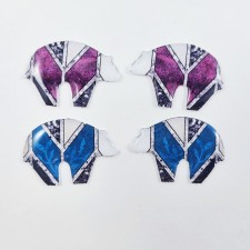 2pr Blue and Purple Bear Shaped Epoxy Cabochons Cabs