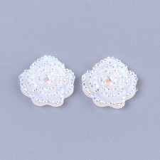 Bulk Buy 200pcs - Floral Resin Flatback Roses AB White 14mm