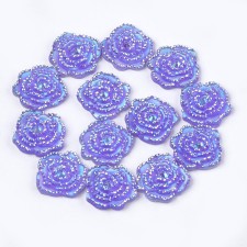 10pc Resin Flatback Roses AB Lt. Purple 14mm