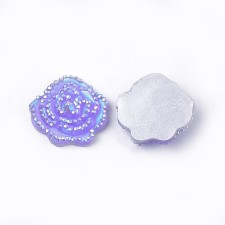 Bulk Buy 200pcs - Floral Resin Flatback Roses AB Purple 14mm