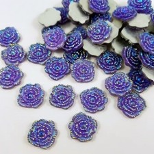 10pc Resin Flatback Roses AB Lt. Purple 14mm