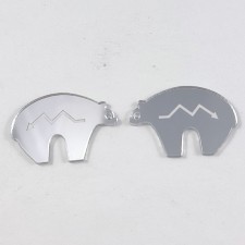 2pc 30x20mm Bear shaped Acrylic Mirror in Silver Zuni Fetish Cabochon