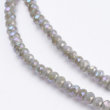 Elecrtoplated Glass Faceted Rondelle Beads 3x2mm 15 in Strand Iridescent Grey AB