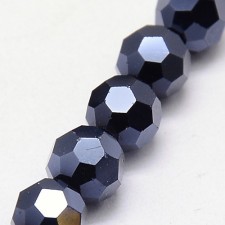 Faceted Rondelle Electroplated Glass Beads 4x3mm 14 in Strand Hematite Plated