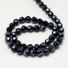 Faceted Rondelle Electroplated Glass Beads 4x3mm 14 in Strand Hematite Plated