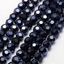 4x3mm Faceted Rondelle Electroplated Glass Beads, Black 14 in Strand Hematite Plated