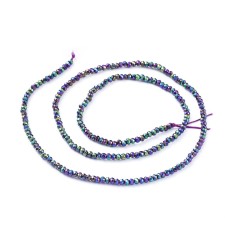 Electroplate Glass Beads Strands, Full Plated, Faceted, Rondelle, AB Purple Plated 14" Strand 2x1.5mm