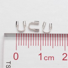 Brass Wire Guardian and Protectors, Silver Color Plated, about 4mm wide, 5mm long, 1mm thick, hole: 0.5mm
