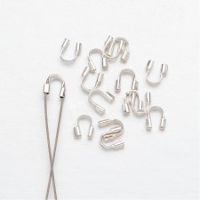 Brass Wire Guardian and Protectors, Silver Color Plated, about 4mm wide, 5mm long, 1mm thick, hole: 0.5mm
