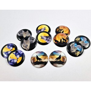 Midnight Wolves - One Inch Round Cab Set of 12